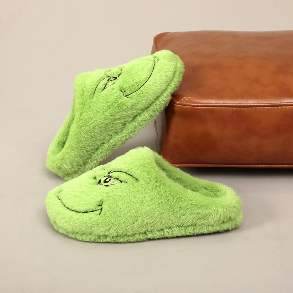 Christmas Warm Winter Cotton Slippers Couple Men Women Thick Bottom Soft Bottom Shoes Thick Non-slip Festival Decoration Gift