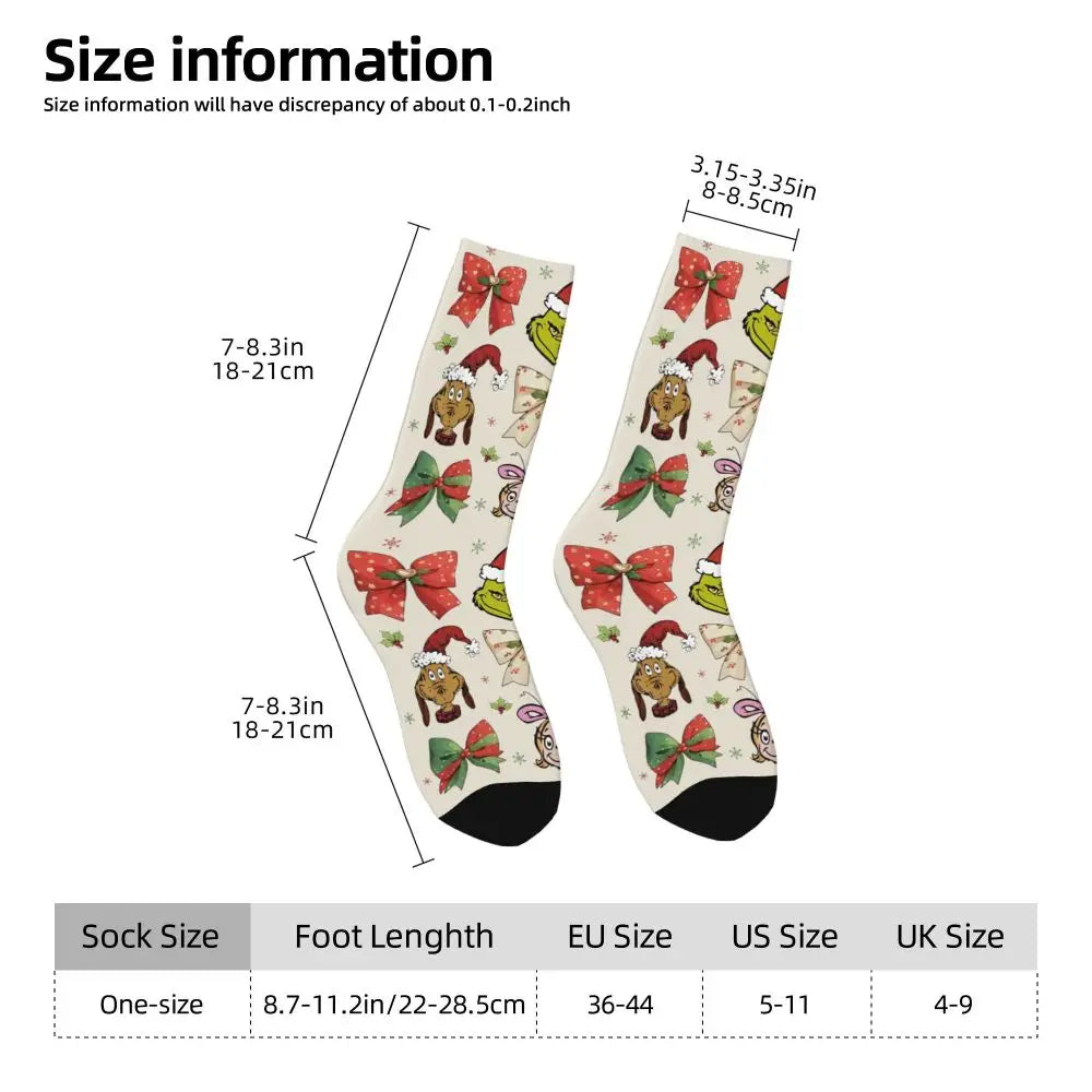 Cartoon Grinchh Xmas Socks Men's Women's Funny Happy Christmas Socks Hip Hop Spring Summer Autumn Winter Socks Gift