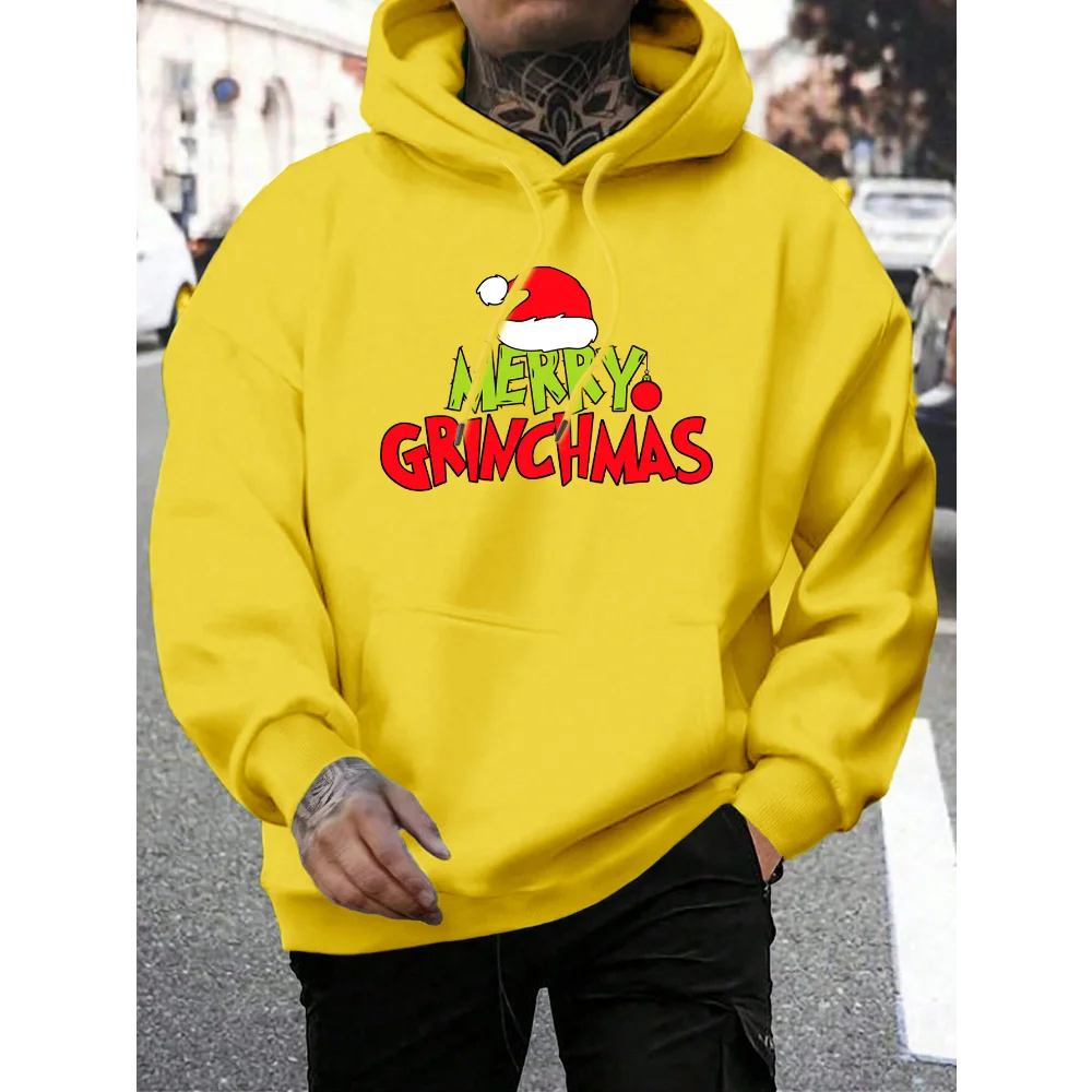 Men's Grinch Pattern Hoodie, Autumn/Winter Warm and Comfortable Sweatshirt, Casual and Stylish Men's Clothing Pullover Sweatshir