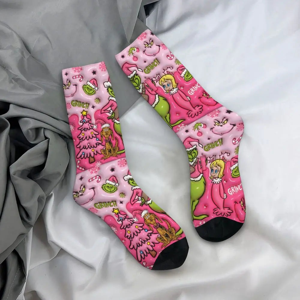 Cartoon Grinchh Xmas Socks Men's Women's Funny Happy Christmas Socks Hip Hop Spring Summer Autumn Winter Socks Gift