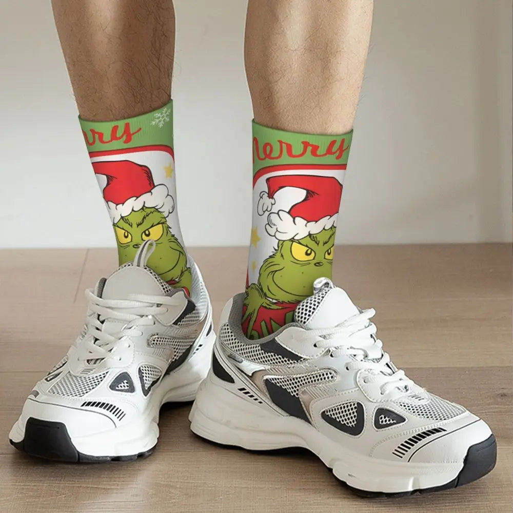 Cartoon Grinchh Xmas Socks Men's Women's Funny Happy Christmas Socks Hip Hop Spring Summer Autumn Winter Socks Gift