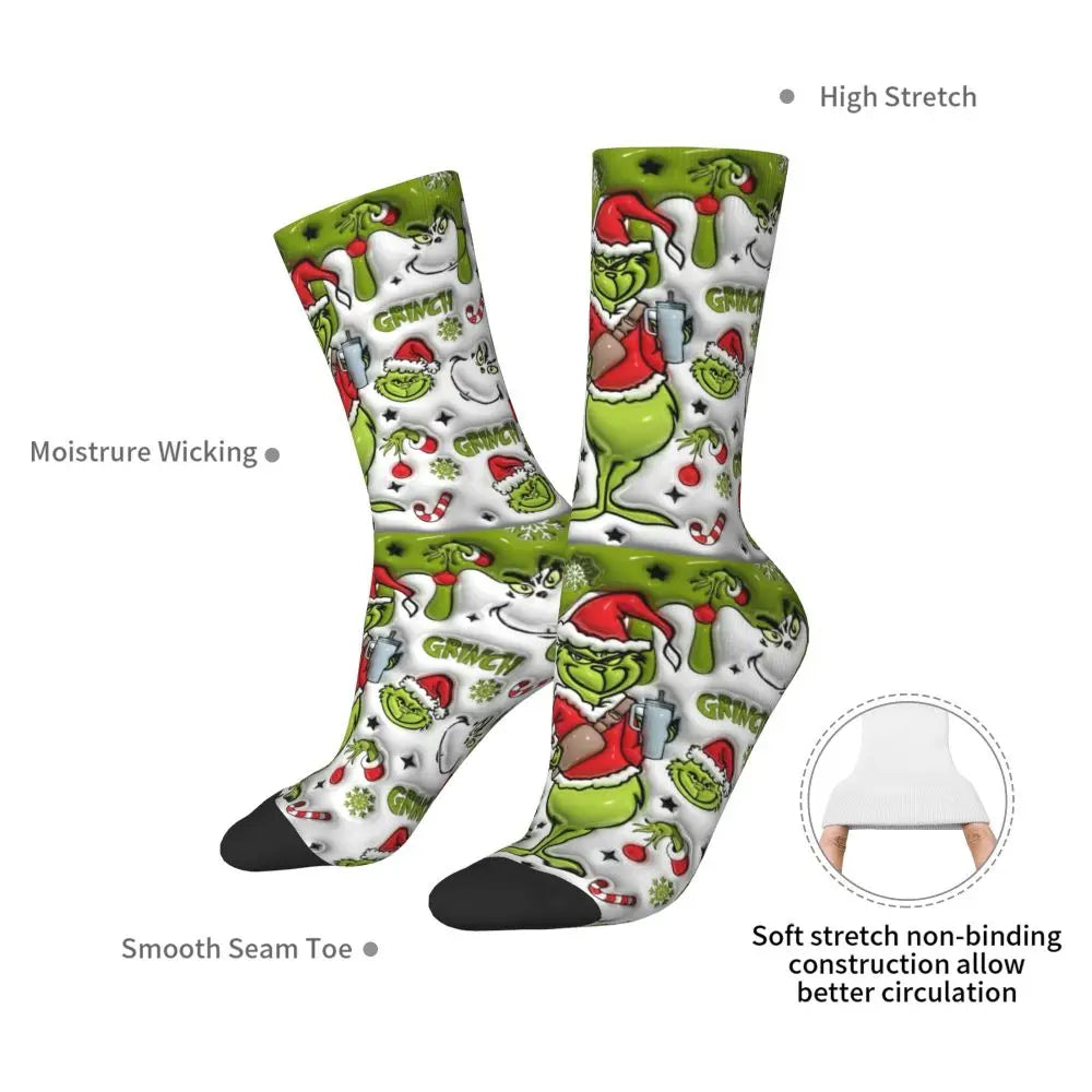 Cartoon Grinchh Xmas Socks Men's Women's Funny Happy Christmas Socks Hip Hop Spring Summer Autumn Winter Socks Gift