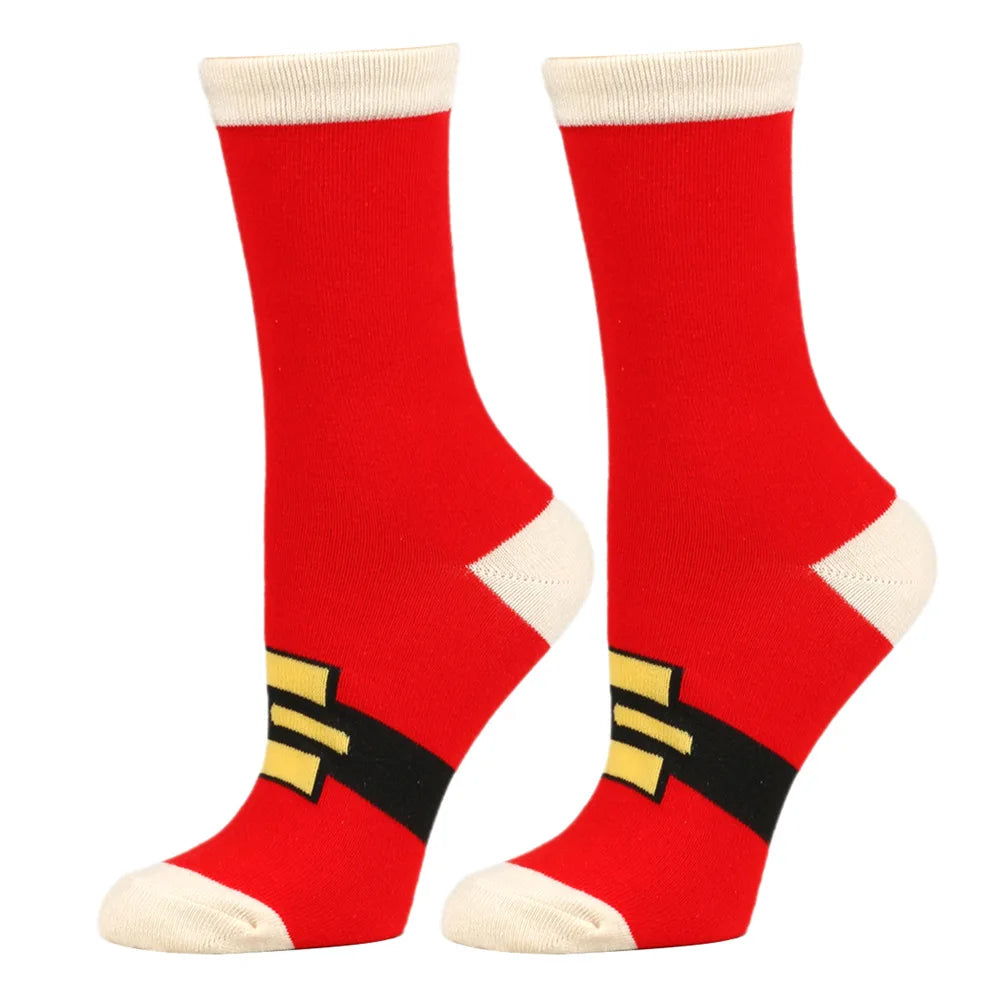 Christmas Mid-Calf Socks for Men Women Santa Claus Autumn Winter Gingerbread Man Cotton Elastic Gift Party Calf-Length Socks