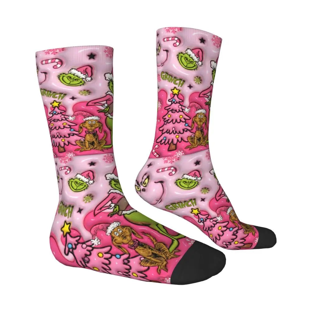 Cartoon Grinchh Xmas Socks Men's Women's Funny Happy Christmas Socks Hip Hop Spring Summer Autumn Winter Socks Gift