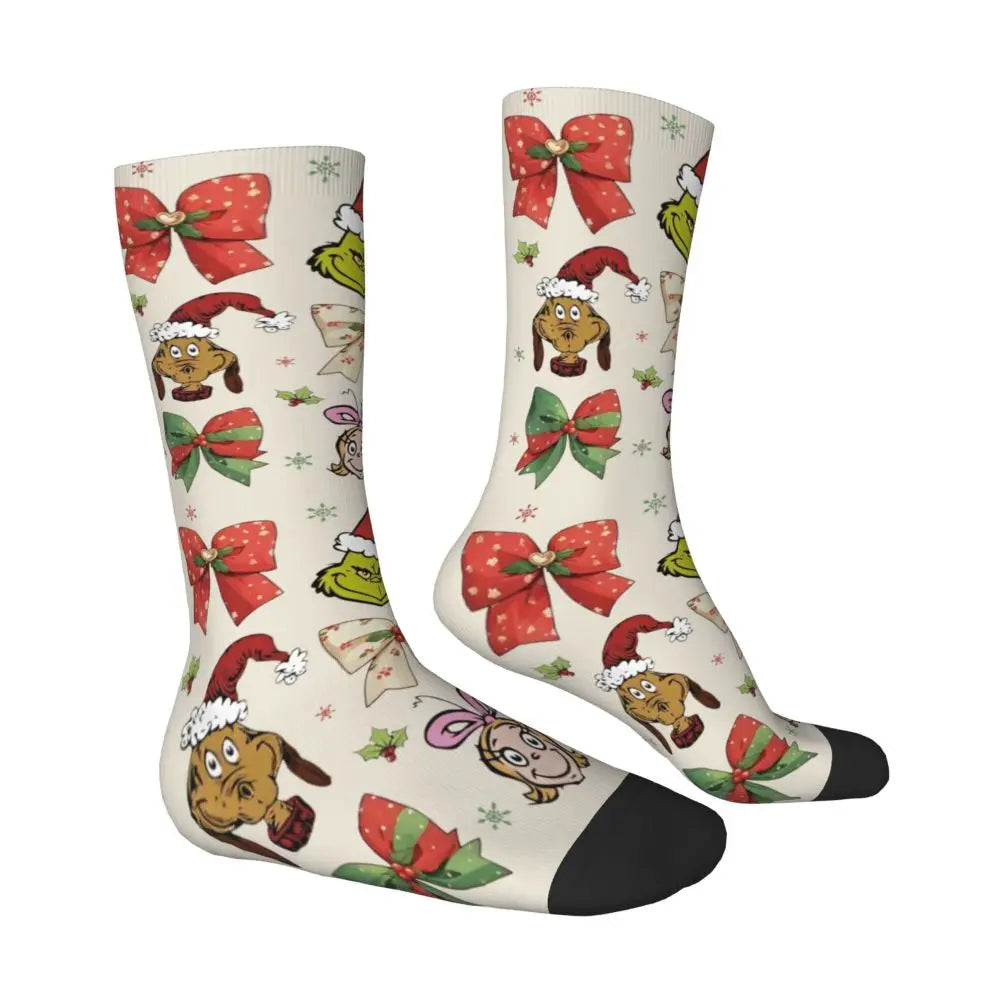 Cartoon Grinchh Xmas Socks Men's Women's Funny Happy Christmas Socks Hip Hop Spring Summer Autumn Winter Socks Gift