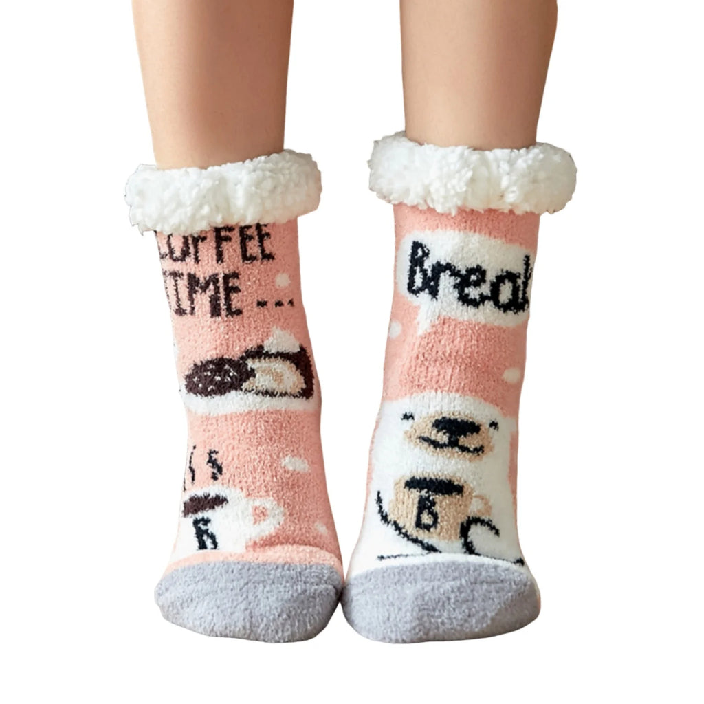 Christmas Fuzzy Slipper Socks Womens Floor Sock Soft Female Shoes Home Indoor Christmas gifts Silicone Non-slip Slipper Socks