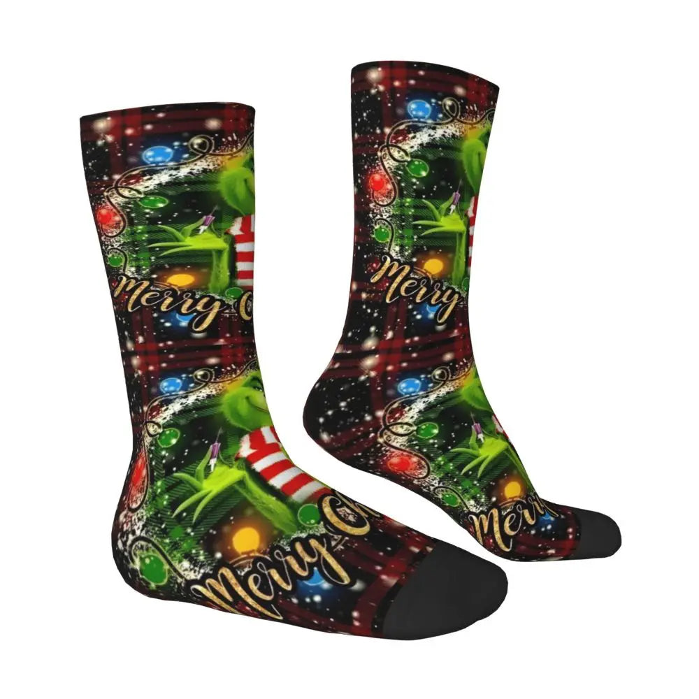 Cartoon Grinchh Xmas Socks Men's Women's Funny Happy Christmas Socks Hip Hop Spring Summer Autumn Winter Socks Gift
