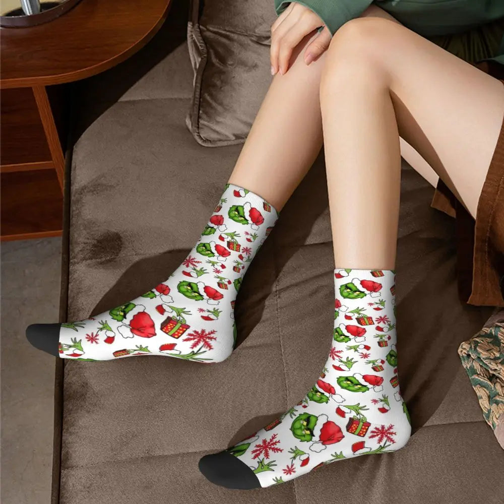 Cartoon Grinchh Xmas Socks Men's Women's Funny Happy Christmas Socks Hip Hop Spring Summer Autumn Winter Socks Gift