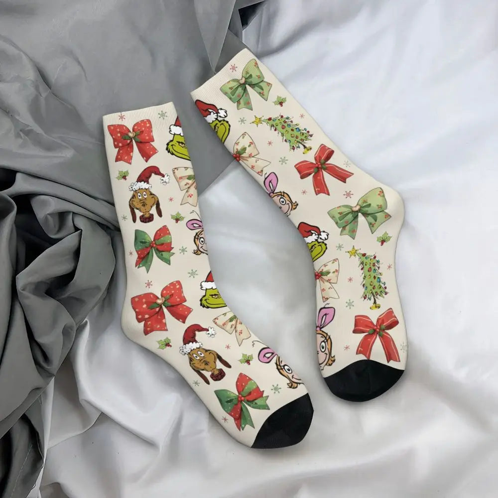 Cartoon Grinchh Xmas Socks Men's Women's Funny Happy Christmas Socks Hip Hop Spring Summer Autumn Winter Socks Gift