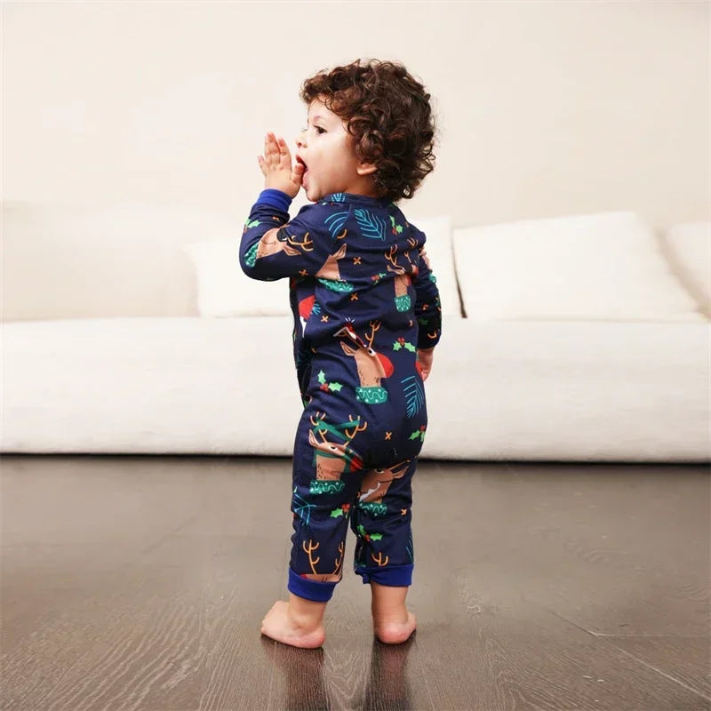 Family Matching Pajamas Set Winter Casual Loose Cartoon Printed Sleepwear Christmas Pajamas Family Look