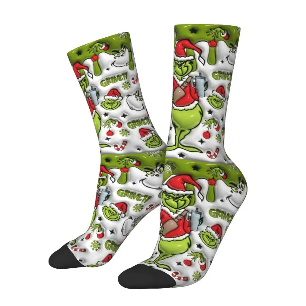 Cartoon Grinchh Xmas Socks Men's Women's Funny Happy Christmas Socks Hip Hop Spring Summer Autumn Winter Socks Gift
