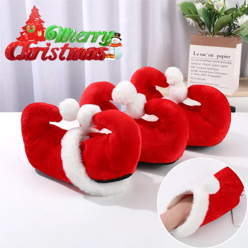 Christmas Santa Claus Slippers Non-Slip Cozy Toe Cover Soft Cotton Adult Party Holiday Decor Festive Gift Fun Xmas Accessories
