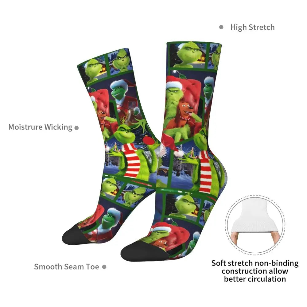 Cartoon Grinchh Xmas Socks Men's Women's Funny Happy Christmas Socks Hip Hop Spring Summer Autumn Winter Socks Gift
