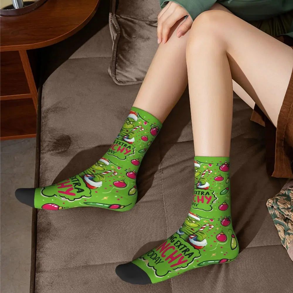 Cartoon Grinchh Xmas Socks Men's Women's Funny Happy Christmas Socks Hip Hop Spring Summer Autumn Winter Socks Gift