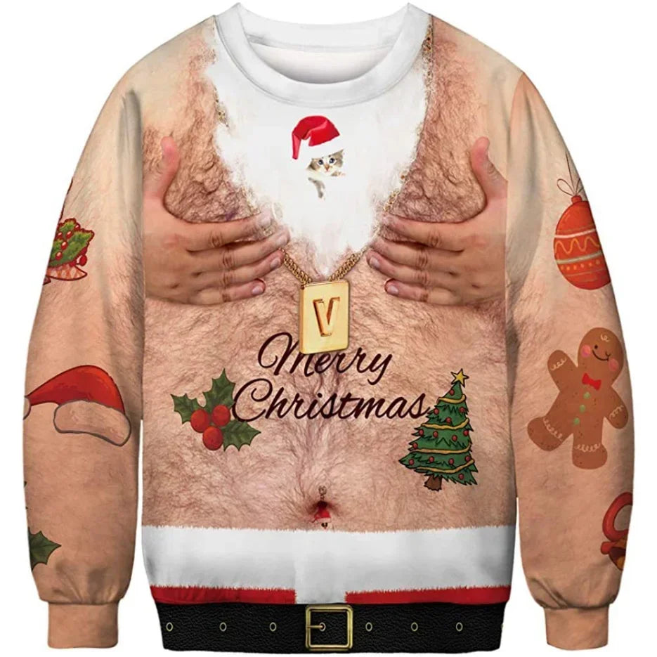 Christmas Sweater Novelty Funny Light Up Ugly Christmas Sweater For Men And Women 3D Printing Pullover Jumpers Warm Sweater