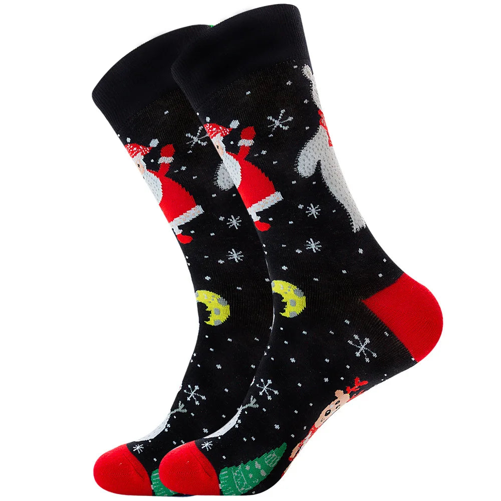 Christmas socks for men cotton winter warm sock unisex new year cartoon elk socks male Santa Claus sox dropshipping