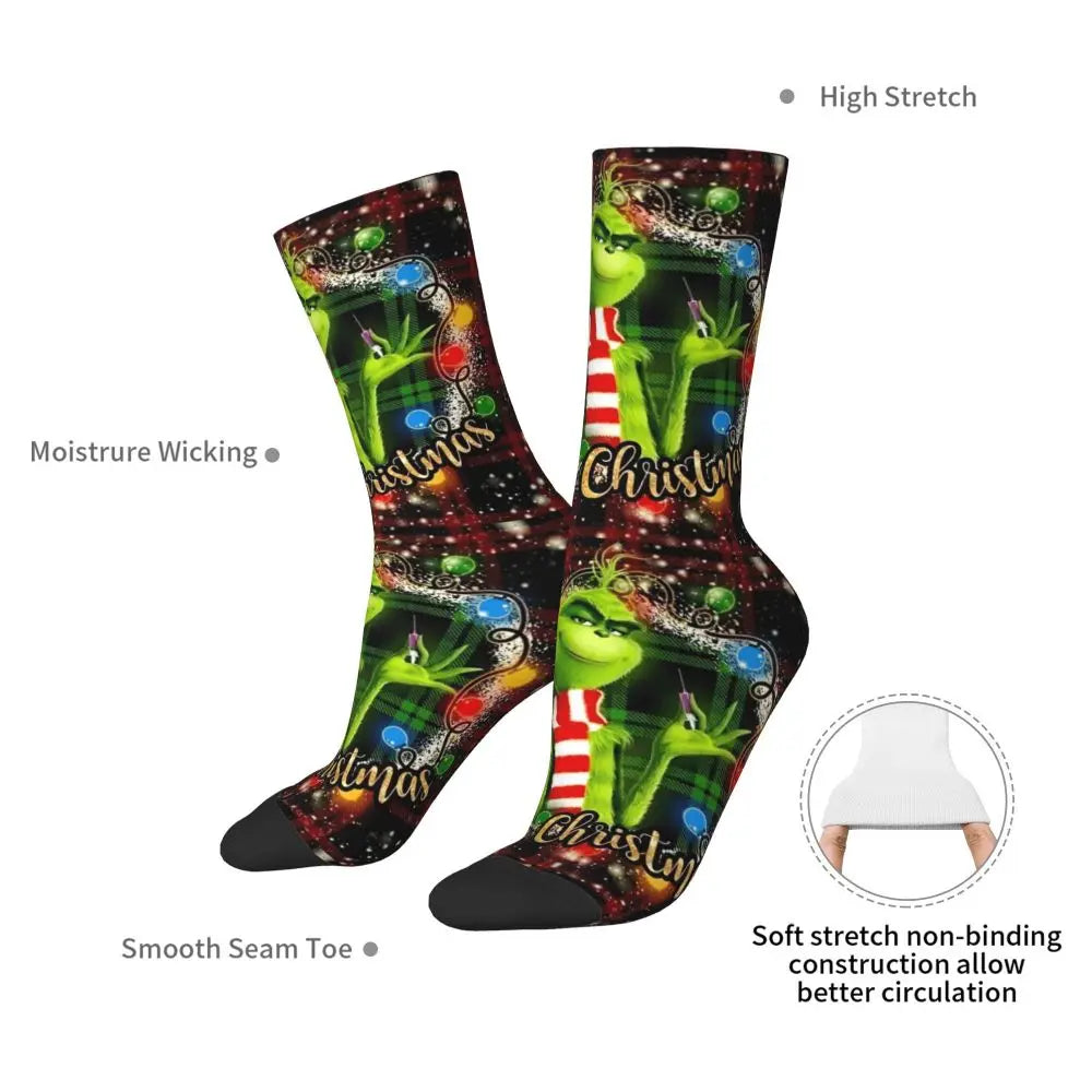 Cartoon Grinchh Xmas Socks Men's Women's Funny Happy Christmas Socks Hip Hop Spring Summer Autumn Winter Socks Gift