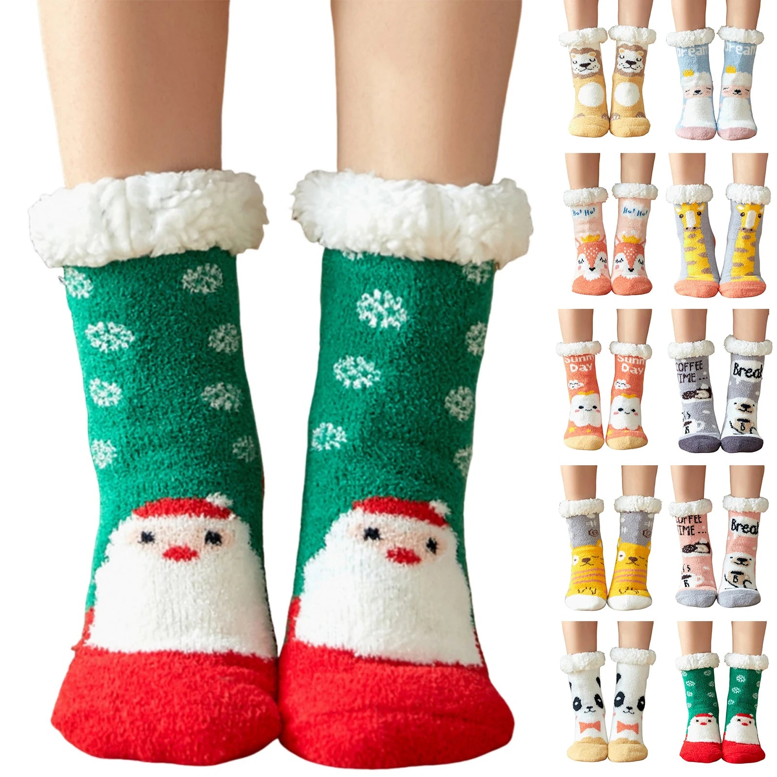 Christmas Fuzzy Slipper Socks Womens Floor Sock Soft Female Shoes Home Indoor Christmas gifts Silicone Non-slip Slipper Socks