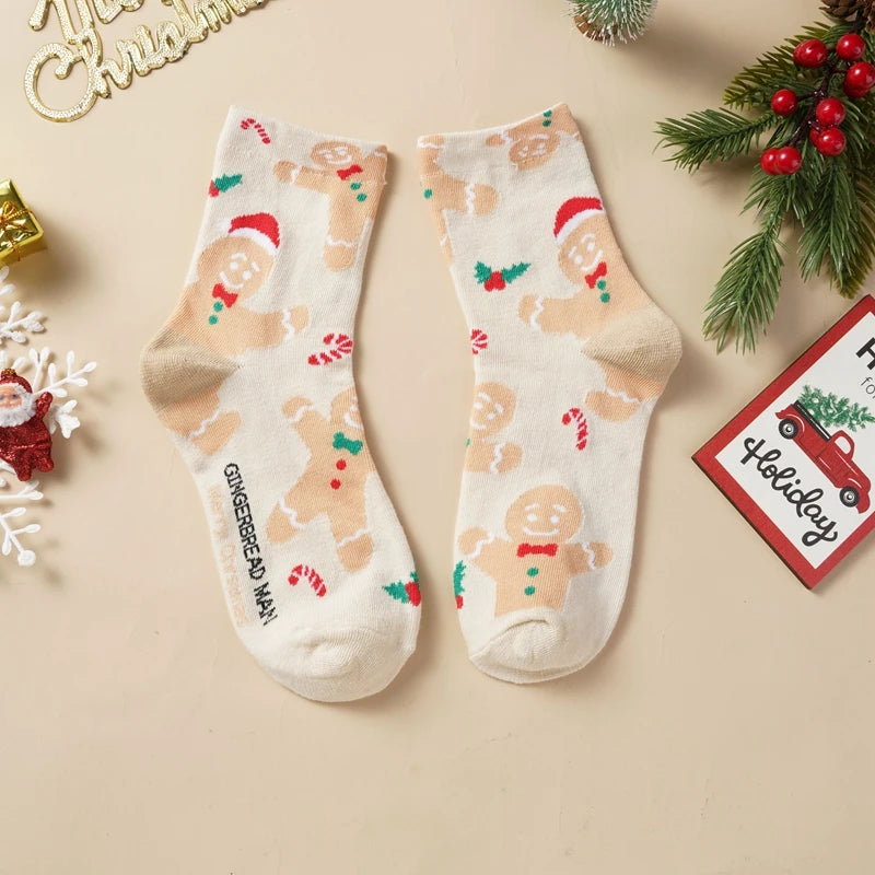 Christmas Socks Cotton Comfortable Fashoin Breathable Middle Tube Sock Casual Funny Warm Gift Hosiery