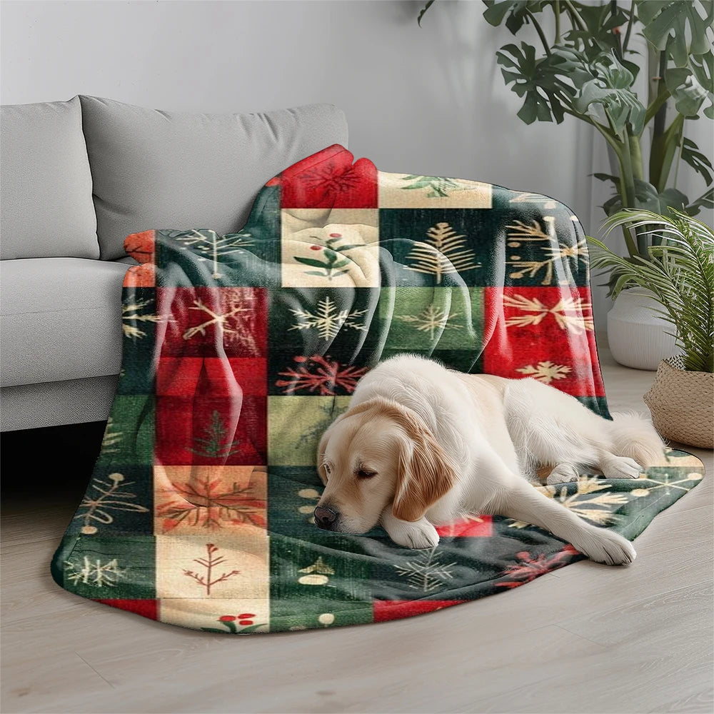 Christmas-Patterned Blanket Microfiber Flannel Cover Blanket Bedroom Living Room Sofa Soft And Comfortable Home Decoration