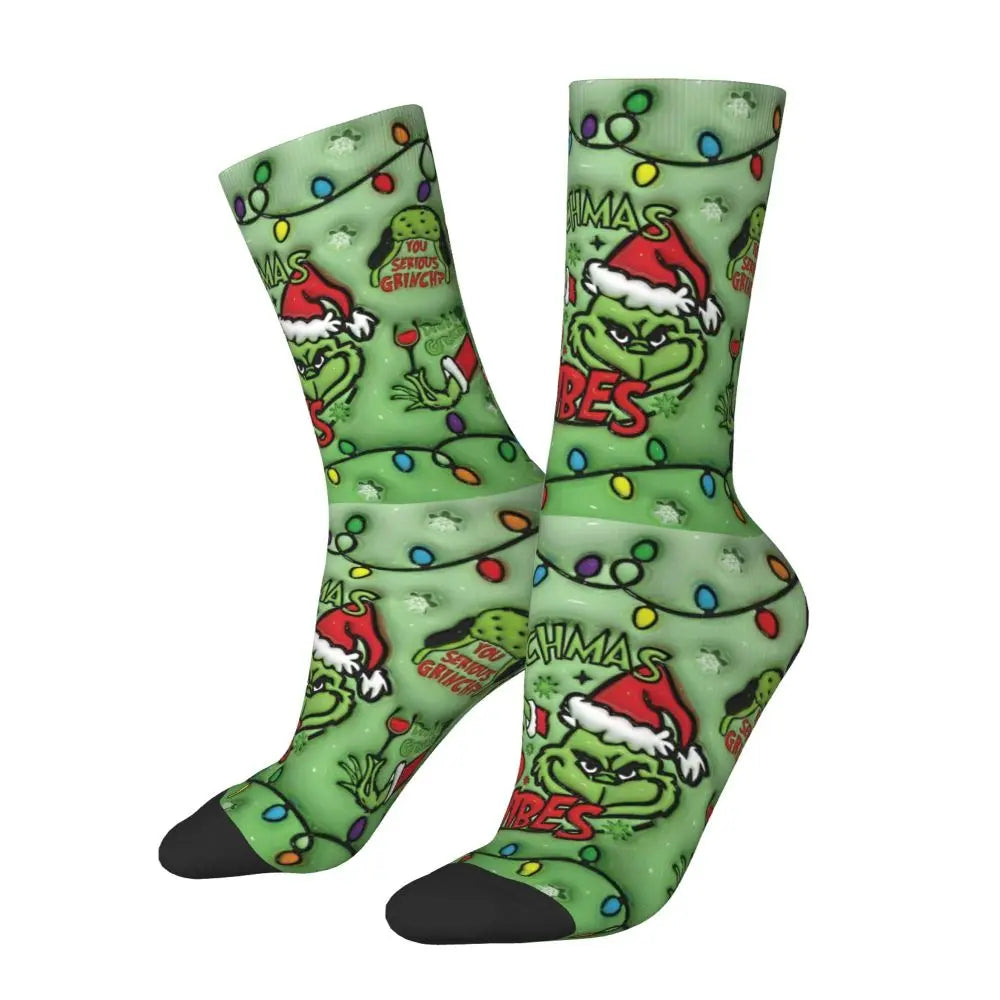 Cartoon Grinchh Xmas Socks Men's Women's Funny Happy Christmas Socks Hip Hop Spring Summer Autumn Winter Socks Gift