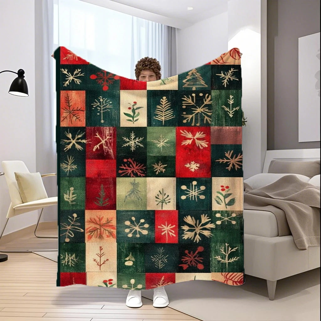 Christmas-Patterned Blanket Microfiber Flannel Cover Blanket Bedroom Living Room Sofa Soft And Comfortable Home Decoration