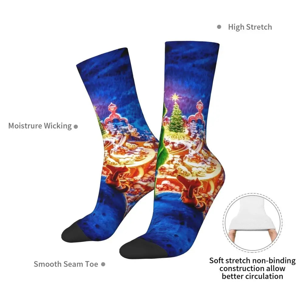Cartoon Grinchh Xmas Socks Men's Women's Funny Happy Christmas Socks Hip Hop Spring Summer Autumn Winter Socks Gift