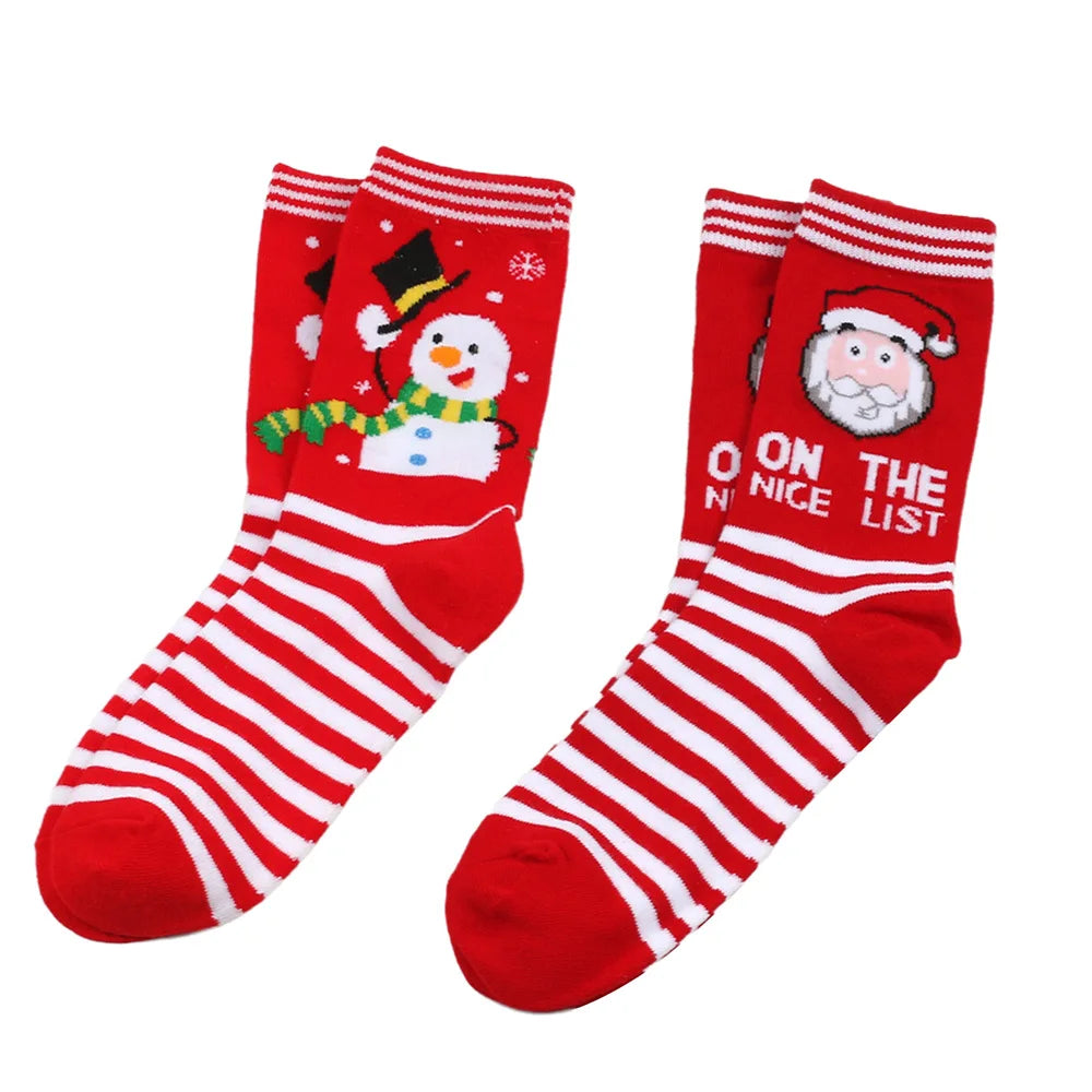 Christmas Mid-Calf Socks for Men Women Santa Claus Autumn Winter Gingerbread Man Cotton Elastic Gift Party Calf-Length Socks