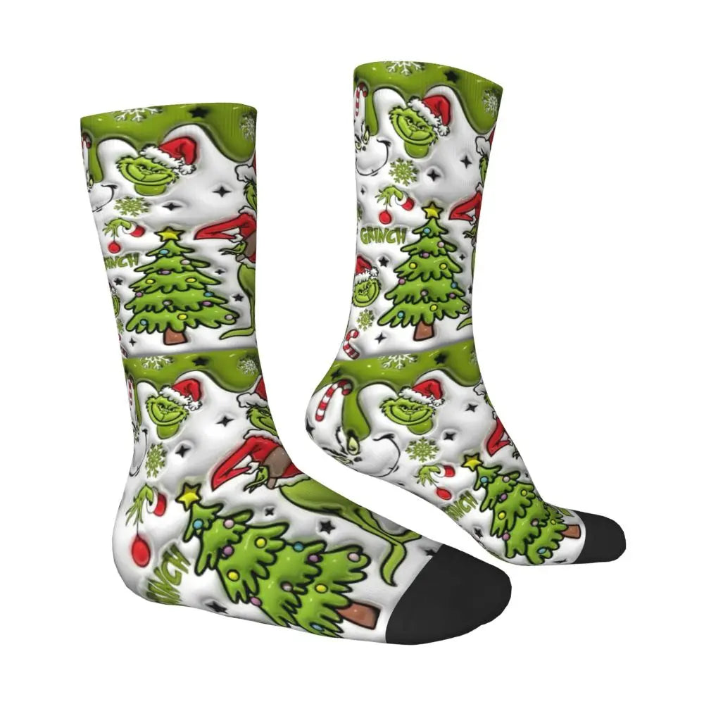 Cartoon Grinchh Xmas Socks Men's Women's Funny Happy Christmas Socks Hip Hop Spring Summer Autumn Winter Socks Gift