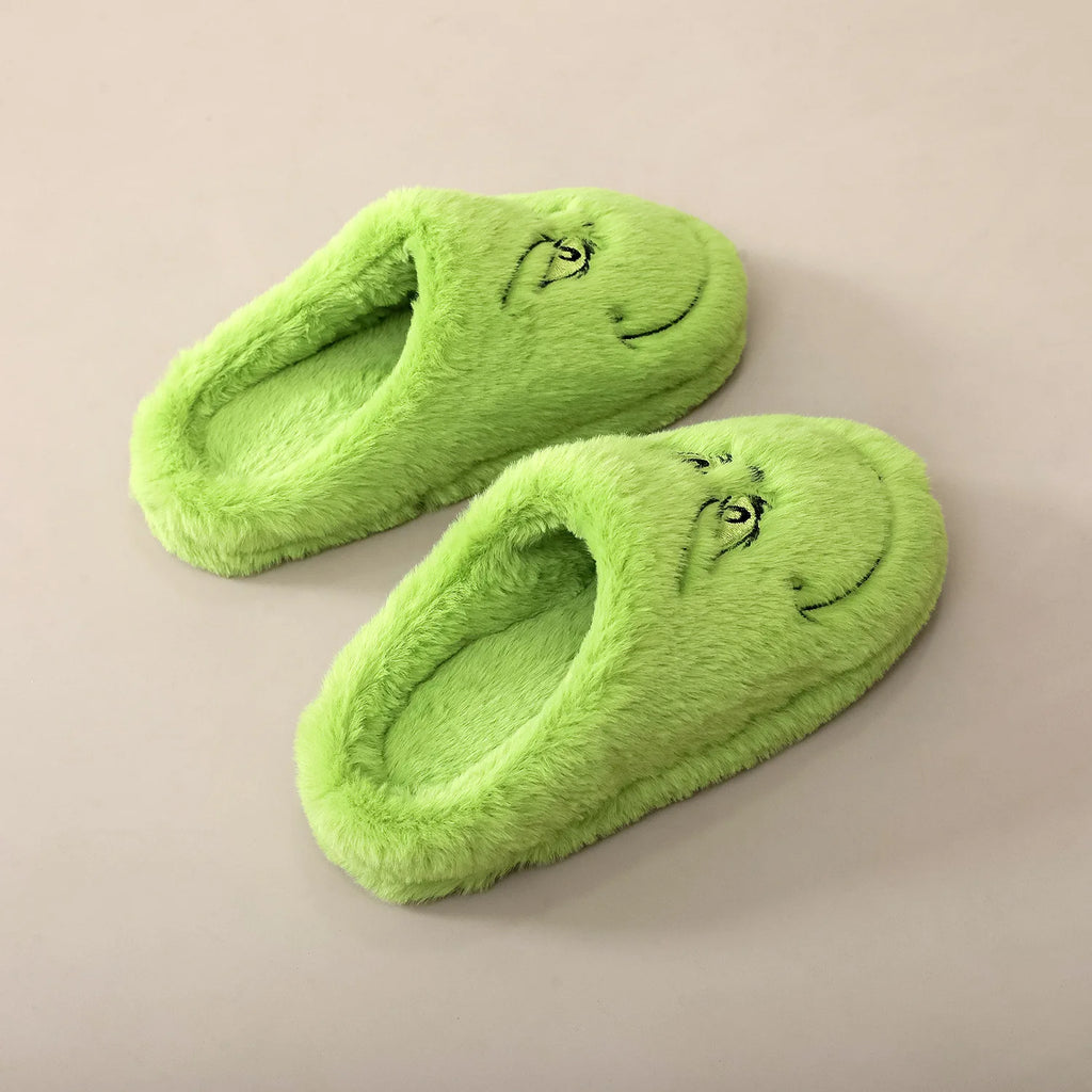 Christmas Warm Winter Cotton Slippers Couple Men Women Thick Bottom Soft Bottom Shoes Thick Non-slip Festival Decoration Gift