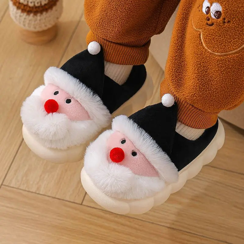Santa Christmas Children Slippers Winter Cartoon Non Slip Boys Girls Slippers Plush Warm Soft Bottom Kids Mum Home Shoes