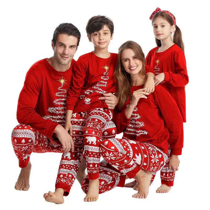 Family Matching Outfits Red Christmas Pajamas Sets Father Mother Daughter And Son Pajamas Family Children Clothing