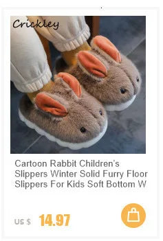 Santa Christmas Children Slippers Winter Cartoon Non Slip Boys Girls Slippers Plush Warm Soft Bottom Kids Mum Home Shoes