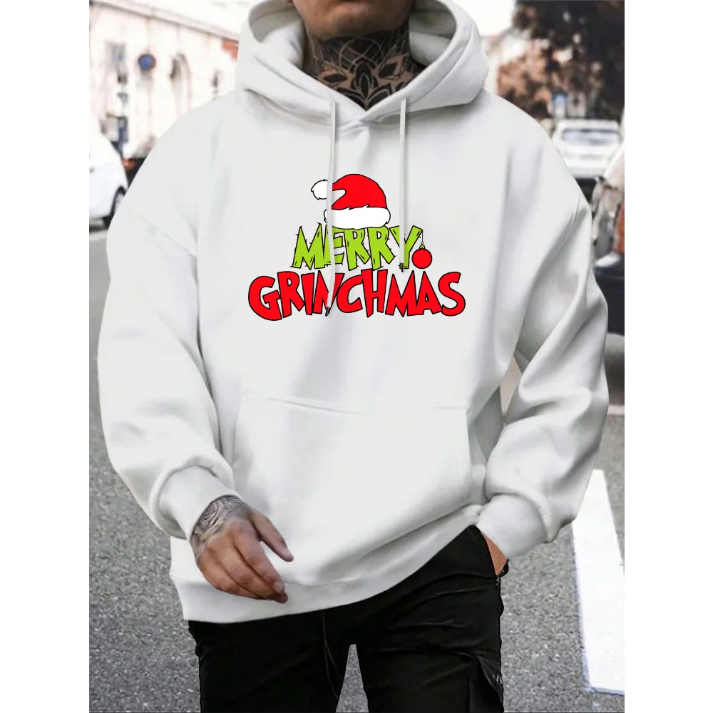 Men's Grinch Pattern Hoodie, Autumn/Winter Warm and Comfortable Sweatshirt, Casual and Stylish Men's Clothing Pullover Sweatshir