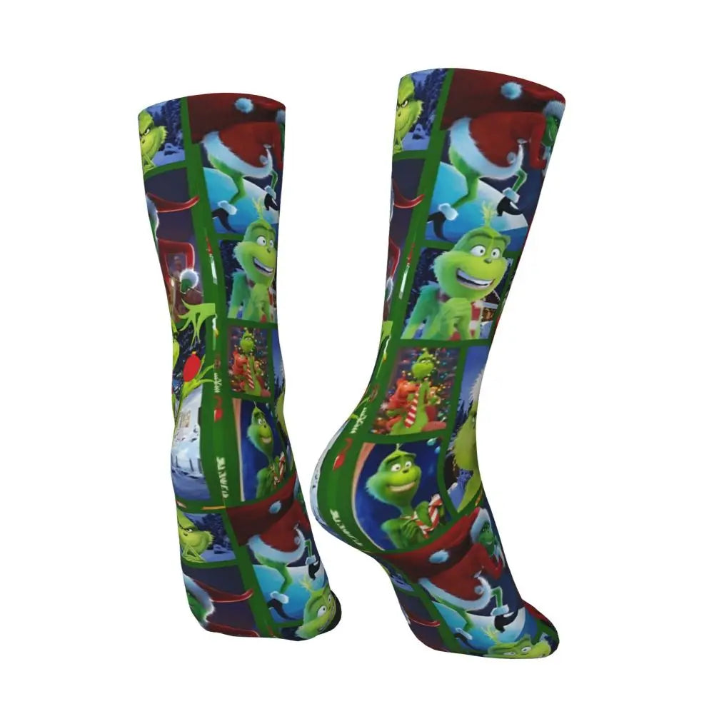 Cartoon Grinchh Xmas Socks Men's Women's Funny Happy Christmas Socks Hip Hop Spring Summer Autumn Winter Socks Gift