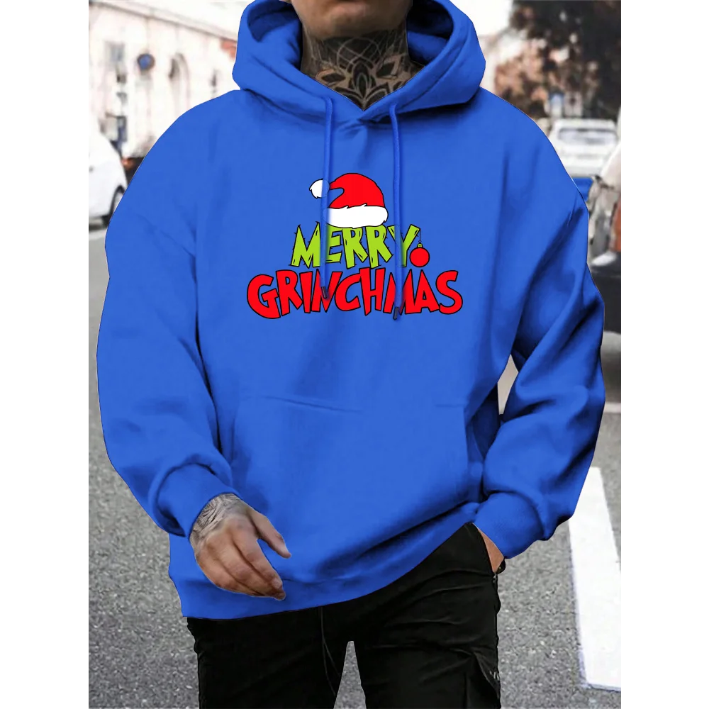 Men's Grinch Pattern Hoodie, Autumn/Winter Warm and Comfortable Sweatshirt, Casual and Stylish Men's Clothing Pullover Sweatshir