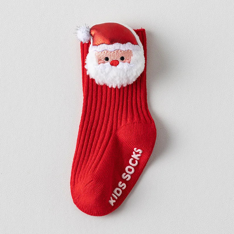 Christmas Baby Boys Girls Socks Autumn Winter Toddler Anti-slip Children Floor Socks Kids Red Festive Christmas Santa Claus Sock