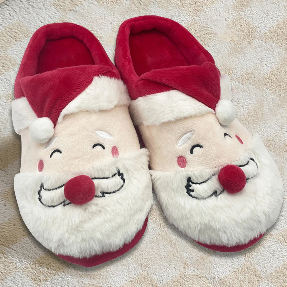 Christmas Slippers Cartoon Santa Claus Warm Slipper Anti-Slip Indoor Designer Xmas Thicken Cotton Slippers For Women Men Shoes