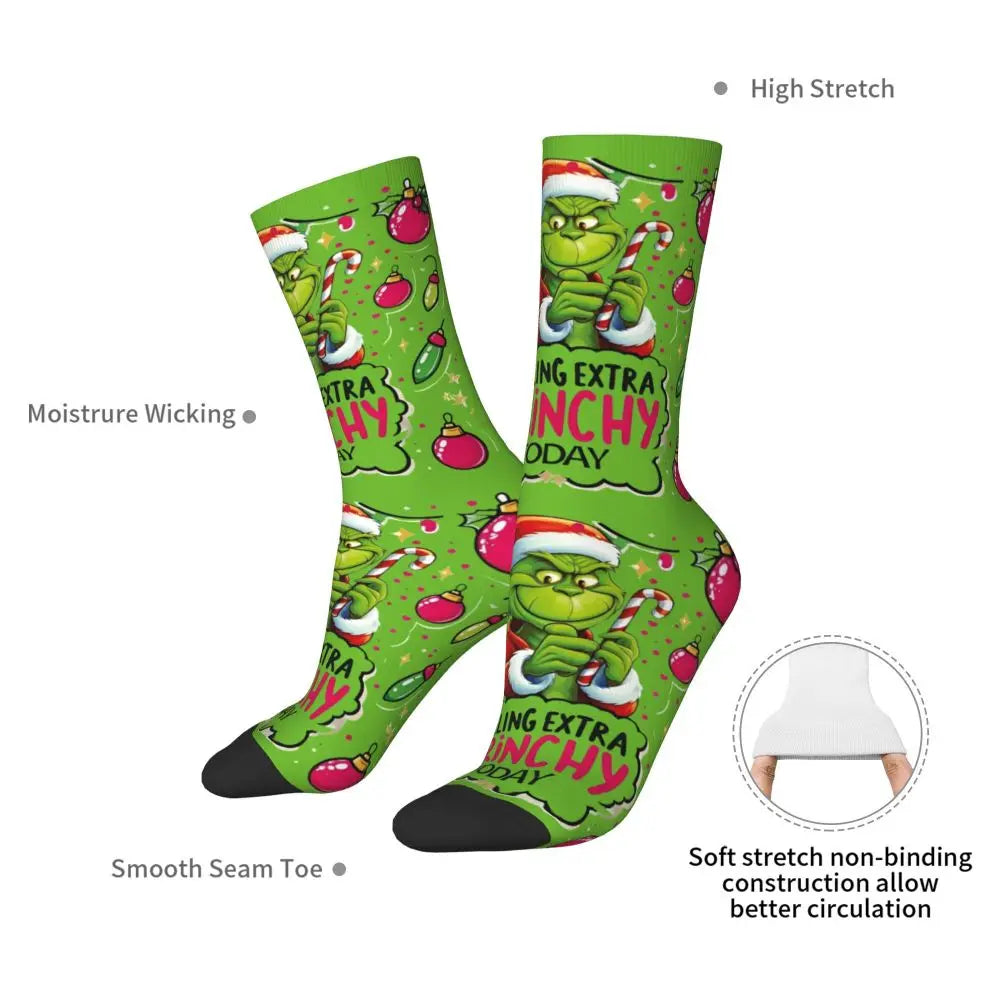 Cartoon Grinchh Xmas Socks Men's Women's Funny Happy Christmas Socks Hip Hop Spring Summer Autumn Winter Socks Gift