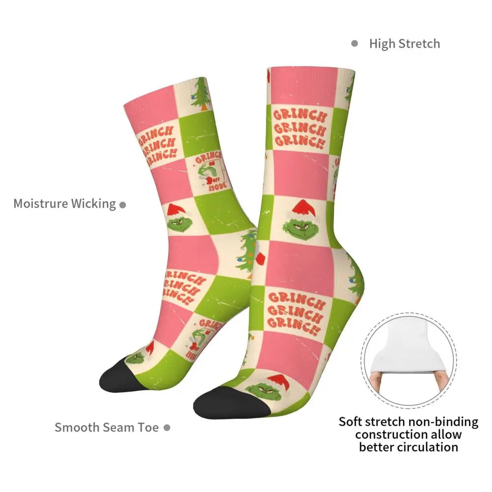 Cartoon Grinchh Xmas Socks Men's Women's Funny Happy Christmas Socks Hip Hop Spring Summer Autumn Winter Socks Gift