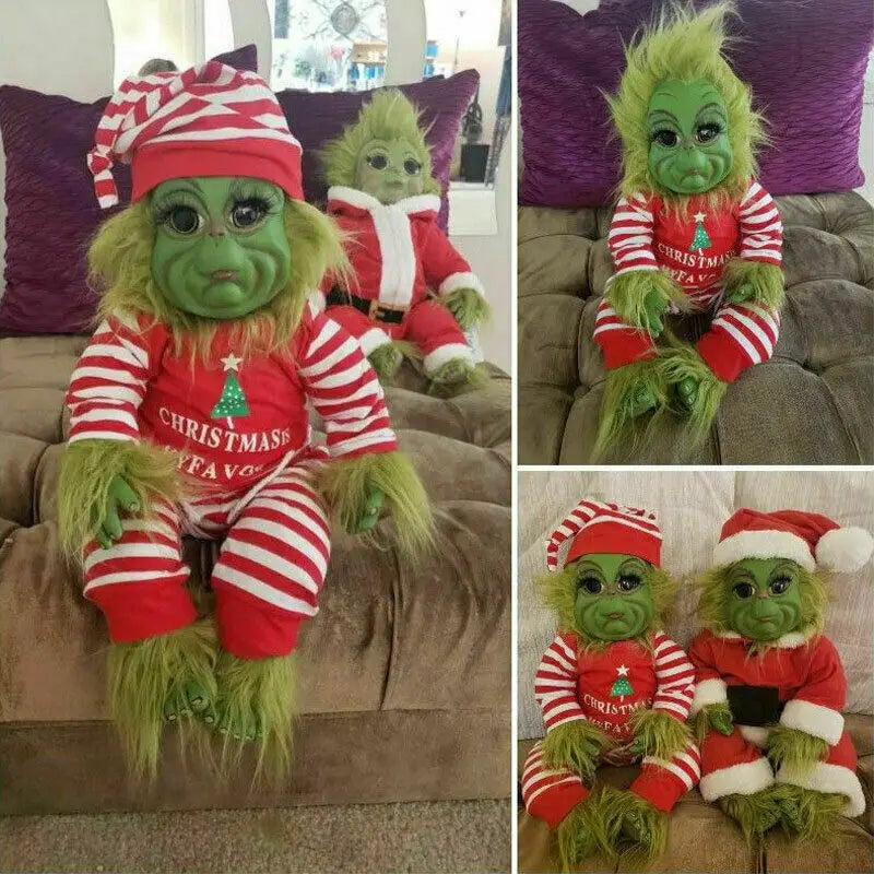 Christmas Grinch Dolls Cute Stuffed Plush Toy Room Decor Desktop Ornament Creative Adorable Holiday Decor Children Gift