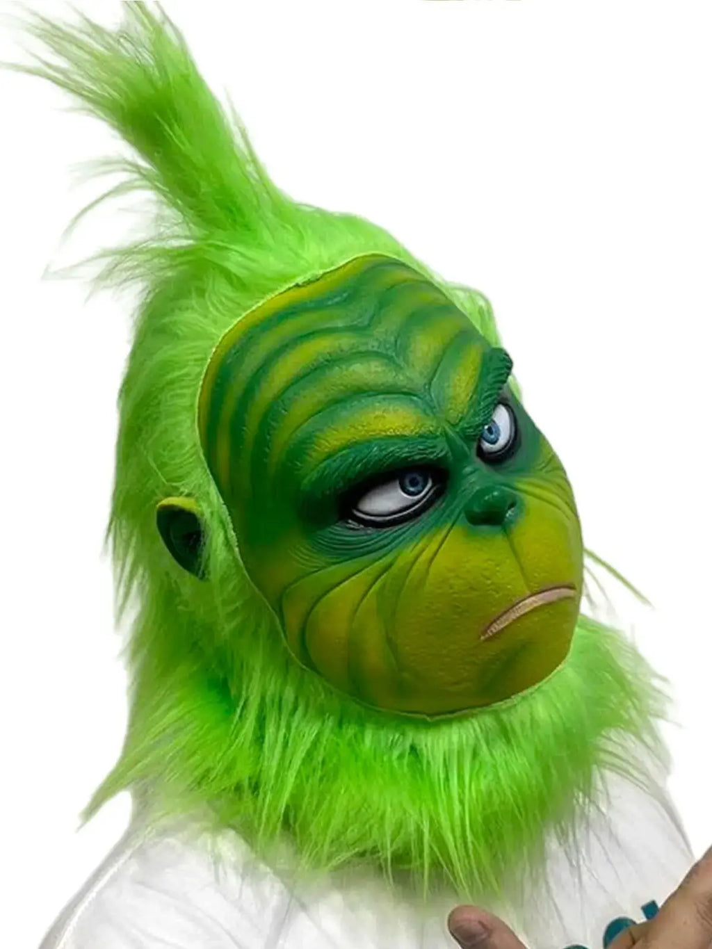 Latex Grinch Mask Christmas New Green Monster Mask Cartoon Costume Christmas Internet Celebrity Green Long Hair Grinch Mask Hat