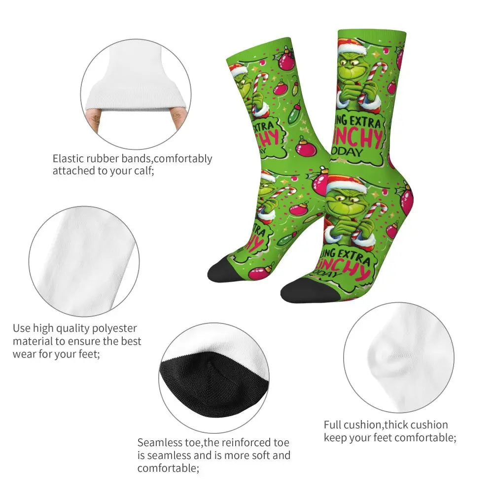 Cartoon Grinchh Xmas Socks Men's Women's Funny Happy Christmas Socks Hip Hop Spring Summer Autumn Winter Socks Gift