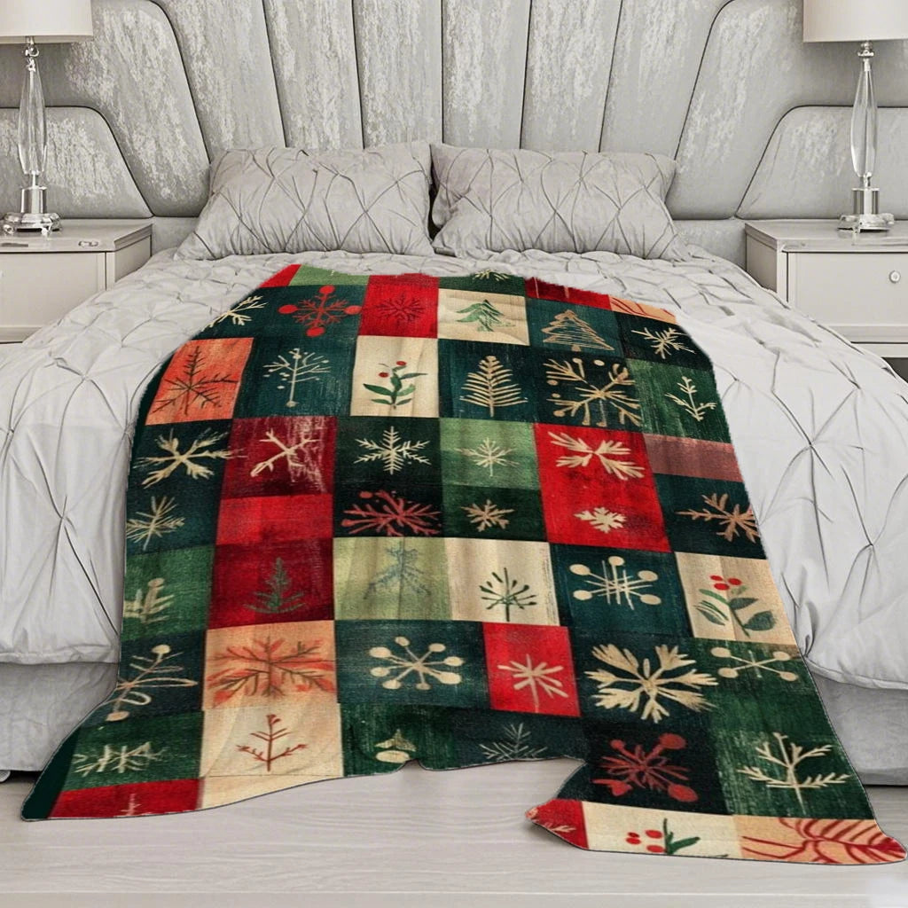 Christmas-Patterned Blanket Microfiber Flannel Cover Blanket Bedroom Living Room Sofa Soft And Comfortable Home Decoration