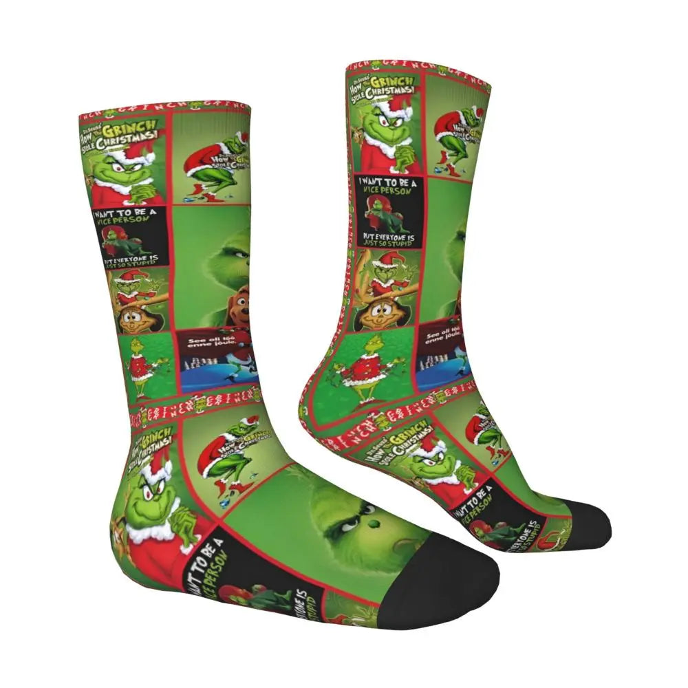 Cartoon Grinchh Xmas Socks Men's Women's Funny Happy Christmas Socks Hip Hop Spring Summer Autumn Winter Socks Gift