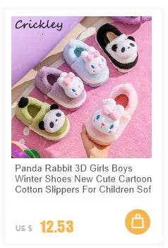 Santa Christmas Children Slippers Winter Cartoon Non Slip Boys Girls Slippers Plush Warm Soft Bottom Kids Mum Home Shoes