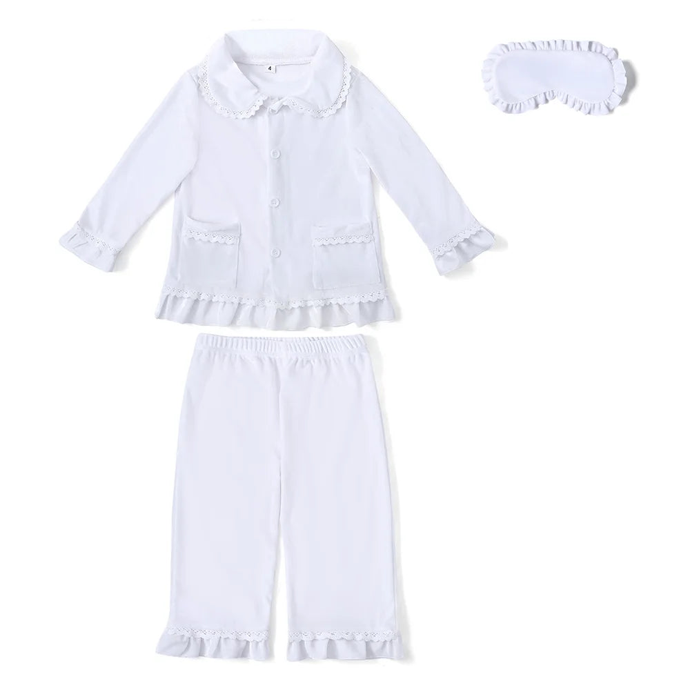 Boys girls baby eye masks bow family matching flannel pyjamas kids velvet Christmas pajamas sets