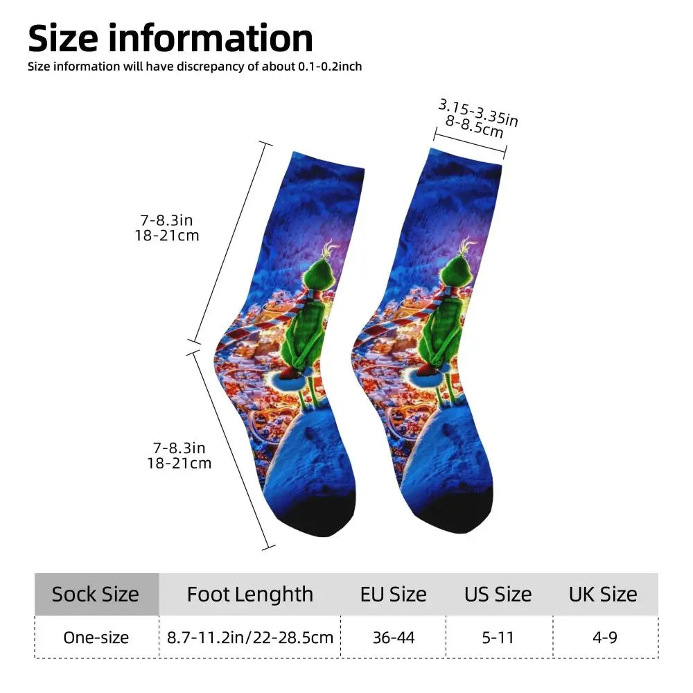 Cartoon Grinchh Xmas Socks Men's Women's Funny Happy Christmas Socks Hip Hop Spring Summer Autumn Winter Socks Gift