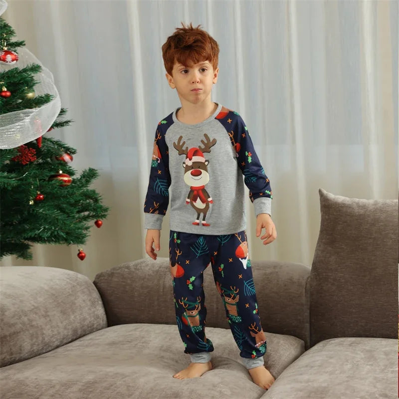 Family Matching Pajamas Set Winter Casual Loose Cartoon Printed Sleepwear Christmas Pajamas Family Look