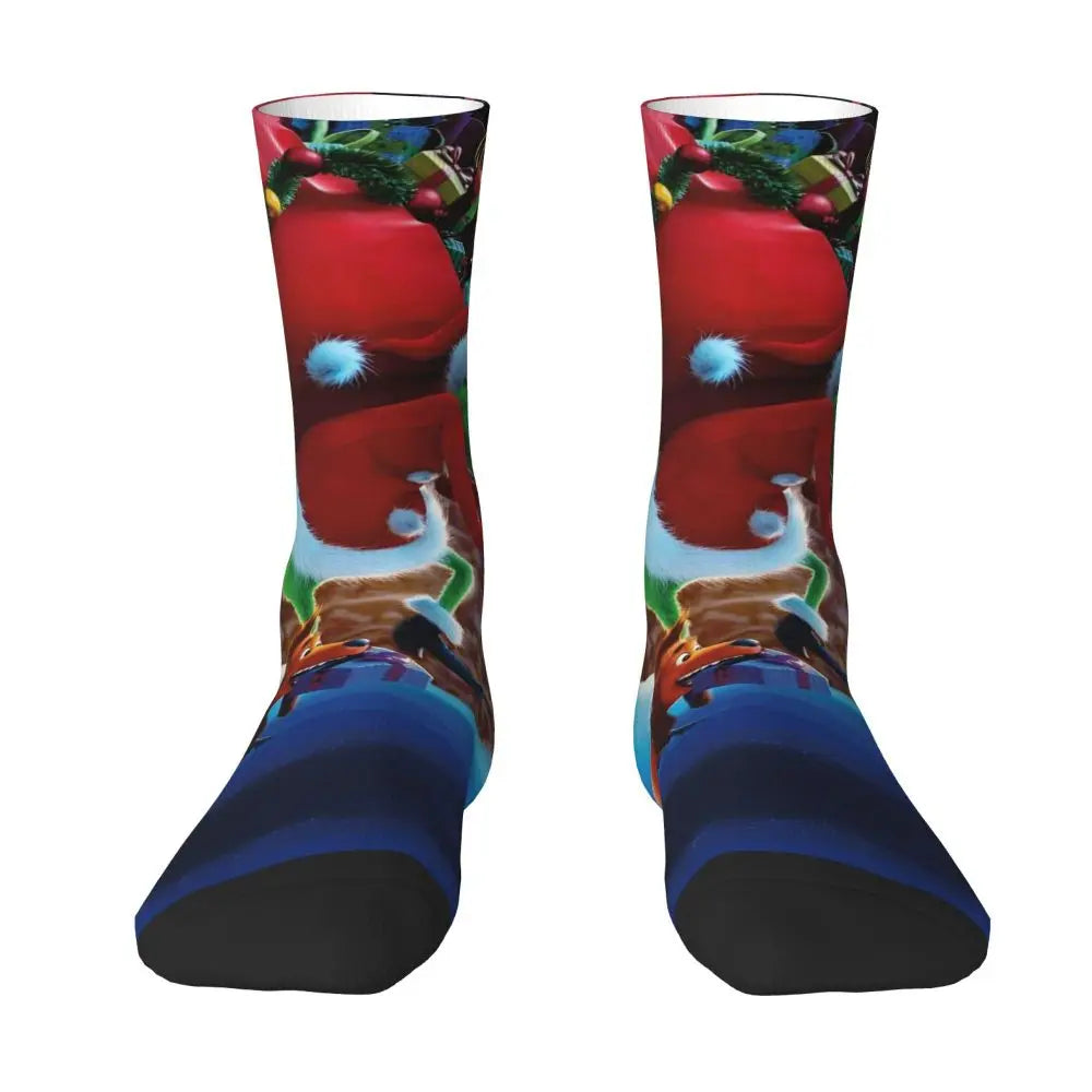 Cartoon Grinchh Xmas Socks Men's Women's Funny Happy Christmas Socks Hip Hop Spring Summer Autumn Winter Socks Gift